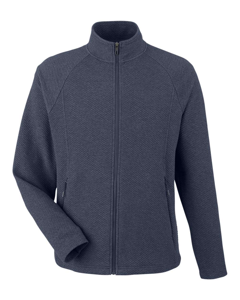 North End Men's Spirit Textured Full-Zip. NE727 - Classic Navy Heather