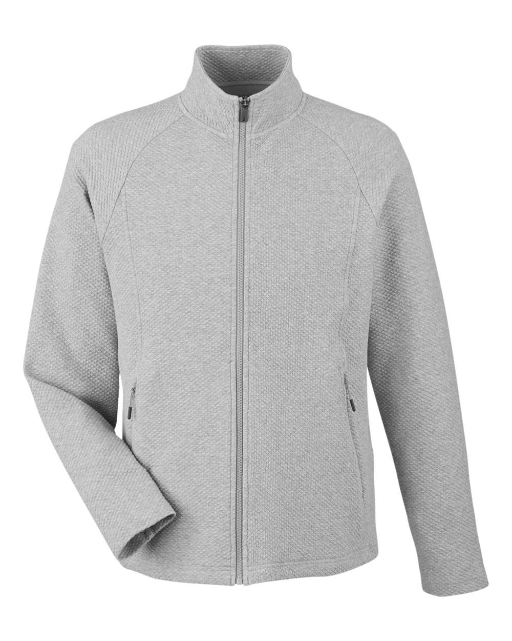 North End Men's Spirit Textured Full-Zip. NE727 - Platinum Heather