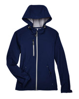 North End Women's Prospect Two-Layer Fleece Bonded Soft Shell Hooded Jacket. 78166 - Classic Navy
