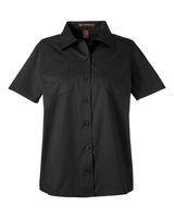 Harriton Women's Advantage IL Short Sleeve Dress Shirt. M585W - Black