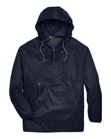 Harriton Men's Packable Hooded Nylon Jacket. M750 - Navy