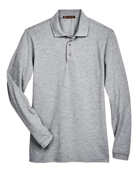 Harriton Men's Easy Blend™ Long Sleeve Polo. M265L - Grey Heather