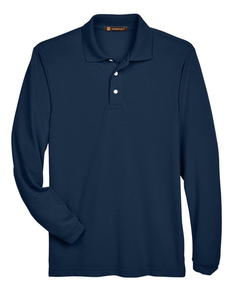 Harriton Men's Easy Blend™ Long Sleeve Polo. M265L - Navy