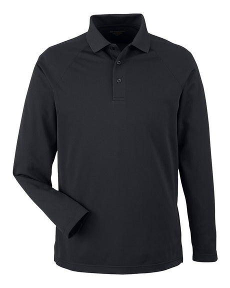 Harriton Men's Charge Snag and Soil Protect Long Sleeve Polo. M208L - Black