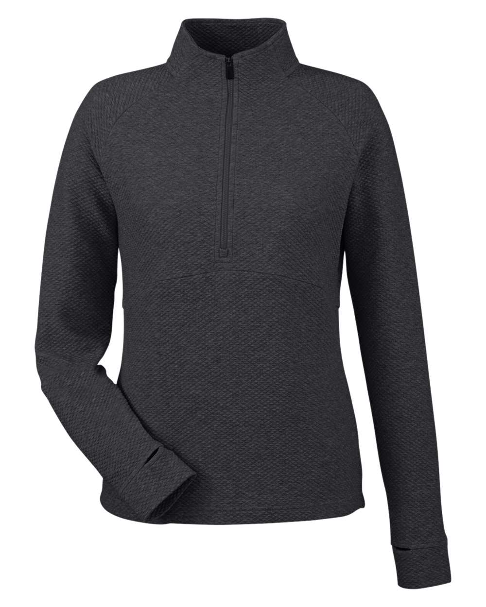 North End Women's Spirit Textured Quarter-Zip Pullover. NE725W - Black Heather