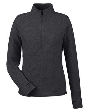 North End Women's Spirit Textured Quarter-Zip Pullover. NE725W - Black Heather