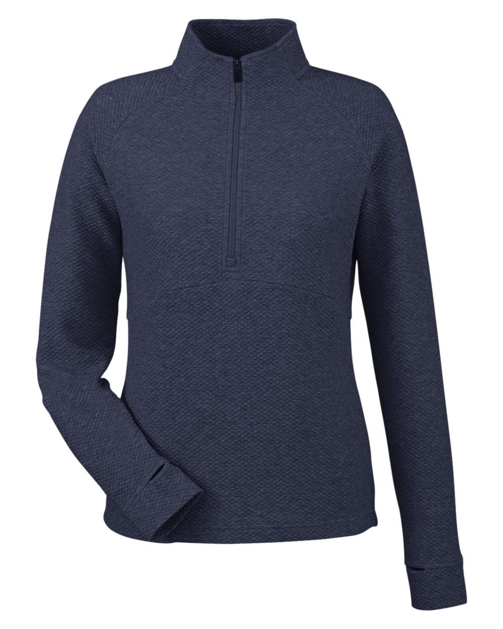 North End Women's Spirit Textured Quarter-Zip Pullover. NE725W - Classic Navy Heather