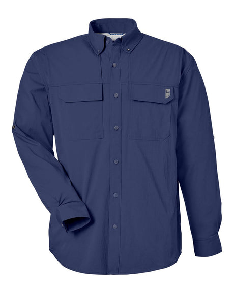 HUK Men's Creekbed Pocket Fishing Shirt. H150184 - Naval Academy