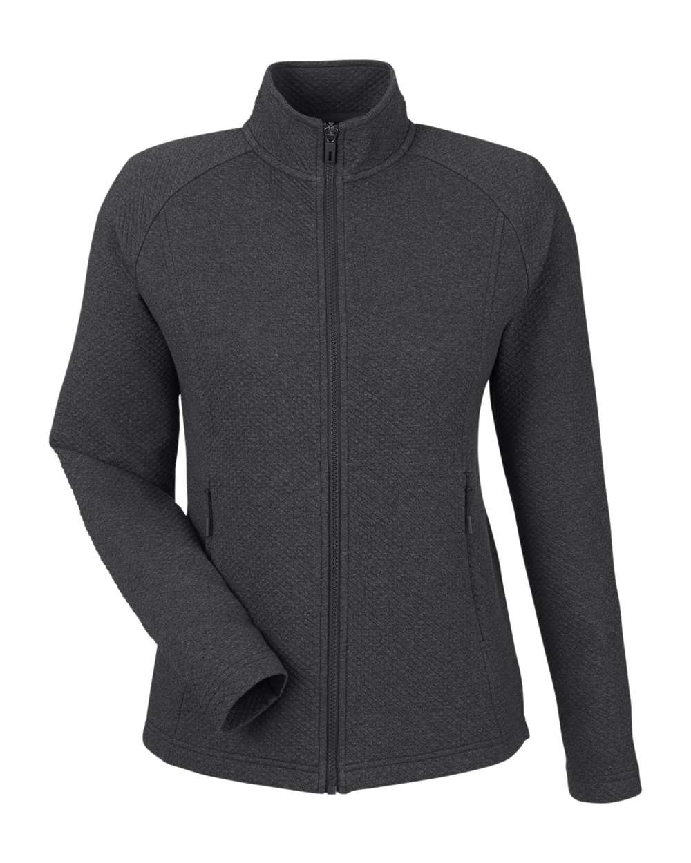 North End Women's Spirit Textured Full-Zip. NE727W - Black Heather