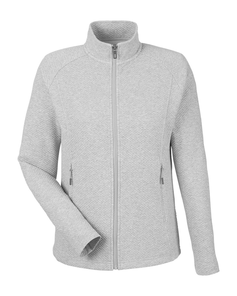 North End Women's Spirit Textured Full-Zip. NE727W - Platinum Heather