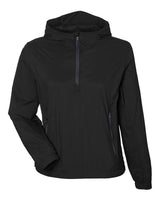 North End Women's Aura Lightweight Packable Anorak. NE810W - Black/ Carbon
