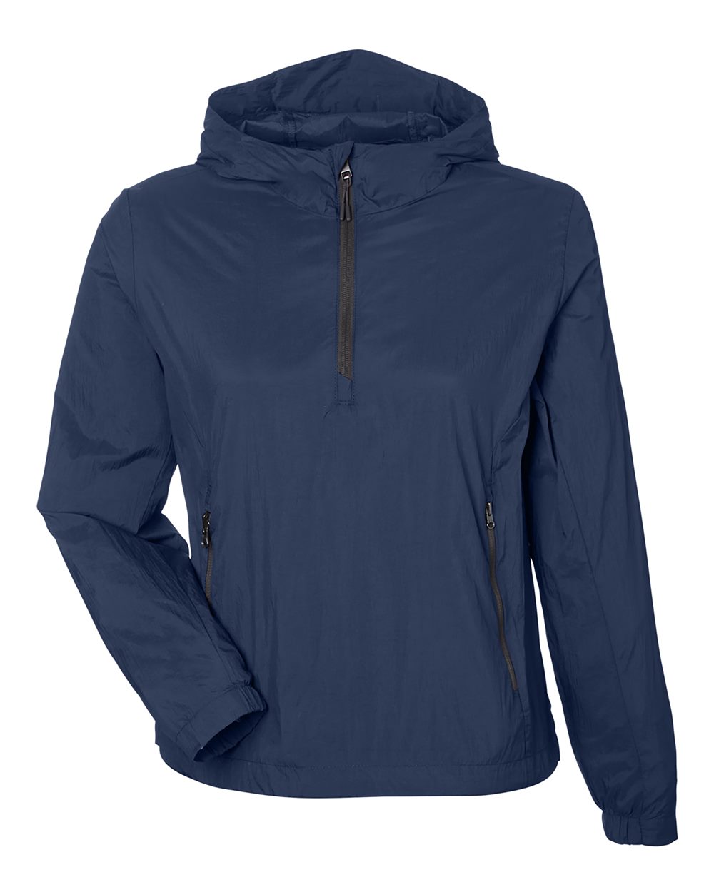 North End Women's Aura Lightweight Packable Anorak. NE810W - Classic Navy/ Carbon