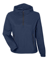 North End Women's Aura Lightweight Packable Anorak. NE810W - Classic Navy/ Carbon