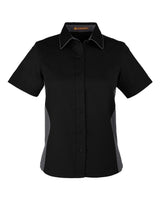 Harriton Women's Flash IL Colorblock Shirt. M586W - Black/ Dark Charcoal
