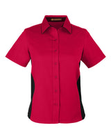 Harriton Women's Flash IL Colorblock Shirt. M586W - Red/ Black