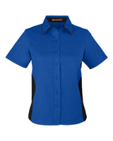 Harriton Women's Flash IL Colorblock Shirt. M586W - True Royal/ Black