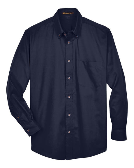 Harriton Men's Tall Easy Blend™ Twill Dress Shirt. M500T - Navy