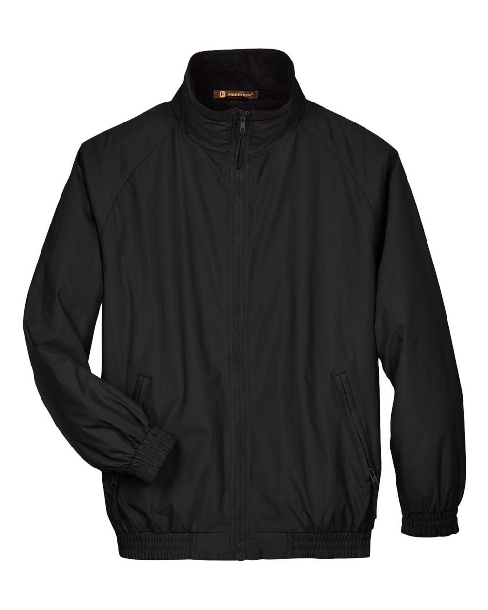 Harriton Unisex Fleece Lined Nylon Jacket. M740 - Black/ Black