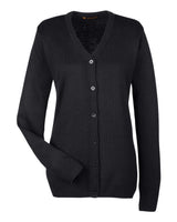 Harriton Women's Pilbloc V-Neck Button Cardigan Sweater. M425W - Black