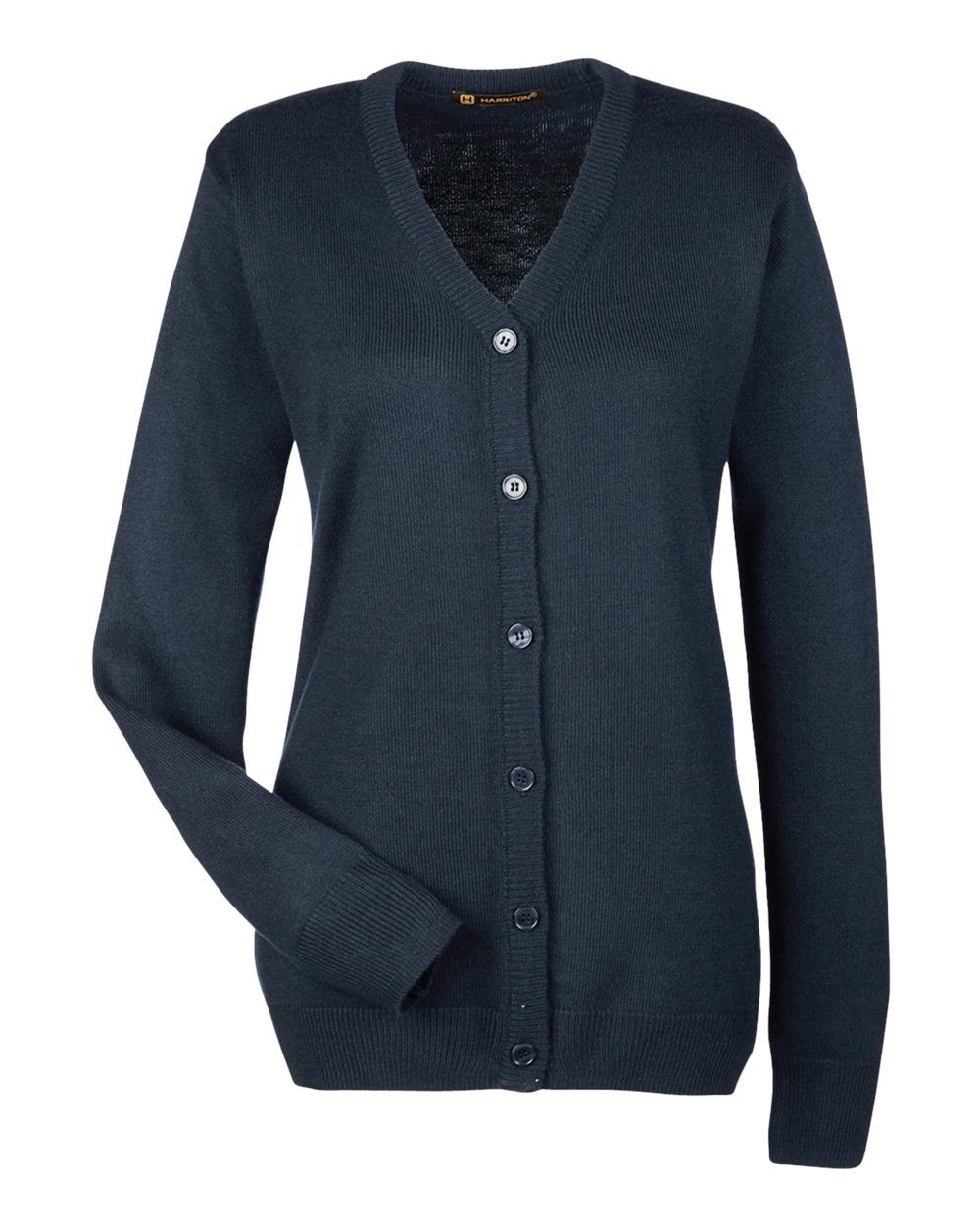 Harriton Women's Pilbloc V-Neck Button Cardigan Sweater. M425W - Dark Navy