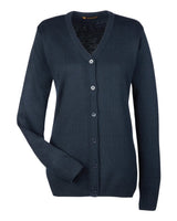 Harriton Women's Pilbloc V-Neck Button Cardigan Sweater. M425W - Dark Navy