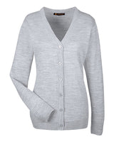 Harriton Women's Pilbloc V-Neck Button Cardigan Sweater. M425W - Grey Heather