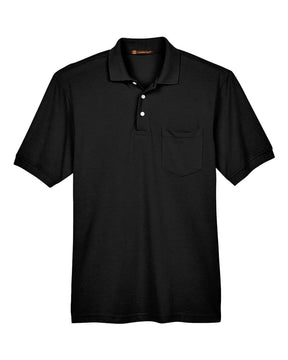 Harriton Men's Easy Blend™ Polo with Pocket. M265P - Black