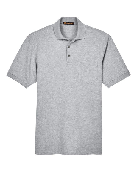 Harriton Men's Easy Blend™ Polo with Pocket. M265P - Grey Heather