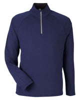 CORE365 Men's Origin Performance Pique Quarter-Zip Pullover. CE418 - Classic Navy Heather/ Carbon