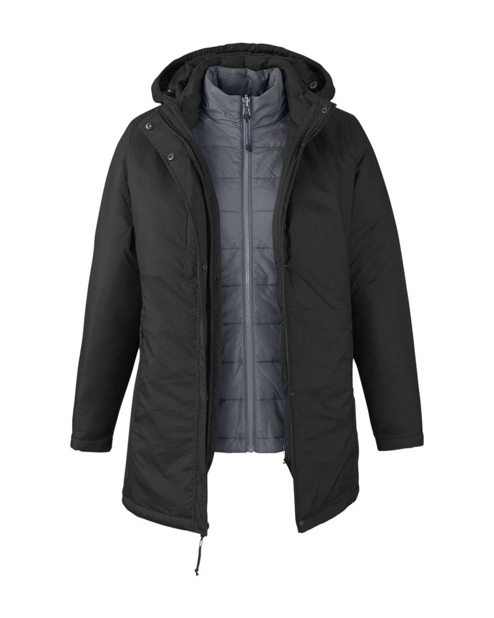 CORE365 Women's Inspire 3-in-1 Jacket with Insulated Liner. CE725W - Black/ Carbon
