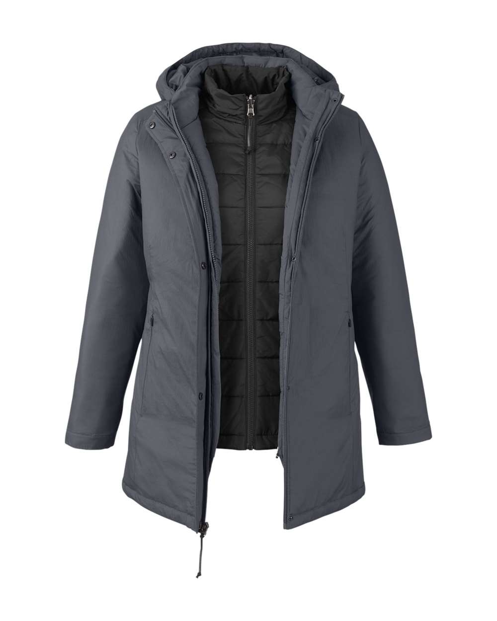 CORE365 Women's Inspire 3-in-1 Jacket with Insulated Liner. CE725W - Carbon/ Black