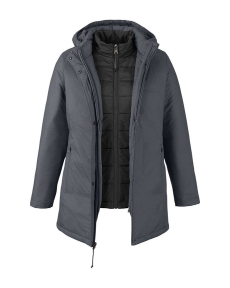 CORE365 Women's Inspire 3-in-1 Jacket with Insulated Liner. CE725W - Carbon/ Black