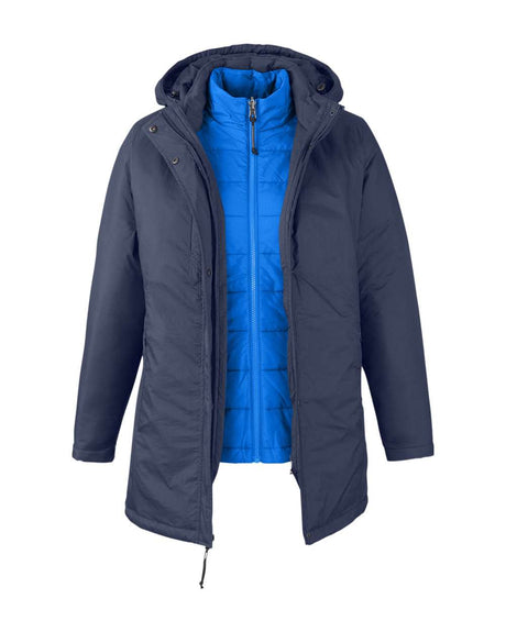 CORE365 Women's Inspire 3-in-1 Jacket with Insulated Liner. CE725W - Classic Navy/ True Royal