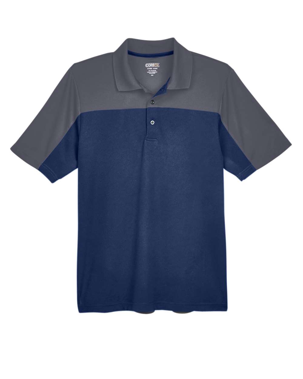 CORE365 Men's Balance Colorblock Performance Piqué Polo. CE101 - Classic Navy/ Carbon