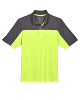 CORE365 Men's Balance Colorblock Performance Piqué Polo. CE101 - Safety Yellow/ Carbon