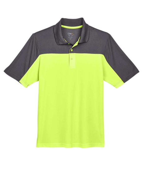 CORE365 Men's Balance Colorblock Performance Piqué Polo. CE101 - Safety Yellow/ Carbon
