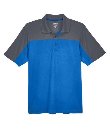 CORE365 Men's Balance Colorblock Performance Piqué Polo. CE101 - True Royal/ Carbon