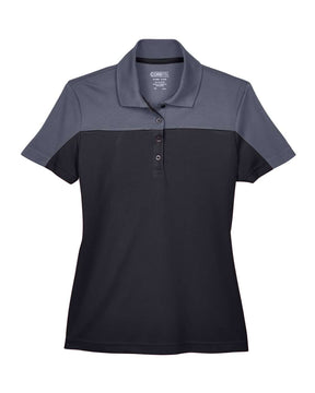 CORE365 Women's Balance Colorblock Performance Piqué Polo. CE101W - Black/ Carbon