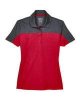 CORE365 Women's Balance Colorblock Performance Piqué Polo. CE101W - Classic Red/ Carbon