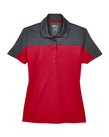 CORE365 Women's Balance Colorblock Performance Piqué Polo. CE101W - Classic Red/ Carbon