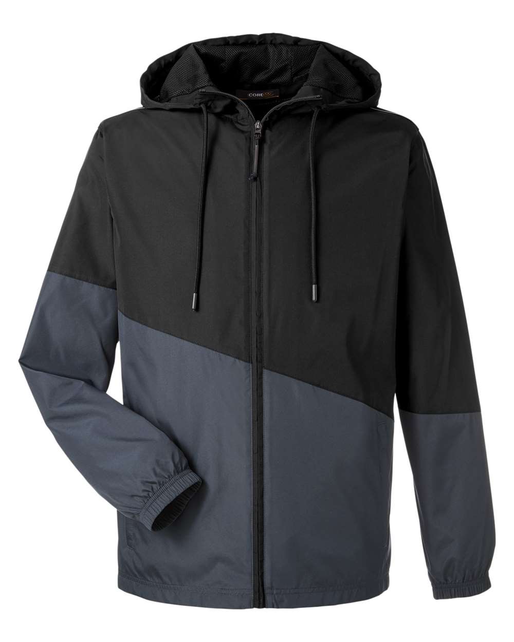 CORE365 Unisex Techno Lite Colorblock Windbreaker. CE710 - Black/ Carbon