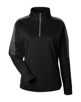 CORE365 Women's Market Snag Protect Mesh Colorblock Quarter-Zip Pullover. CE404W - Black/ Carbon