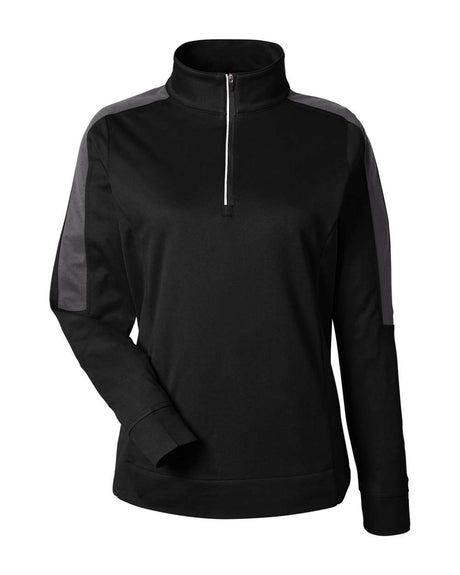 CORE365 Women's Market Snag Protect Mesh Colorblock Quarter-Zip Pullover. CE404W - Black/ Carbon