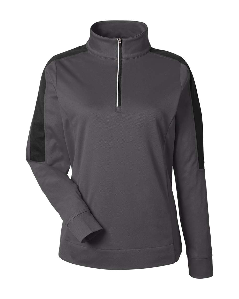 CORE365 Women's Market Snag Protect Mesh Colorblock Quarter-Zip Pullover. CE404W - Carbon/ Black