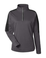 CORE365 Women's Market Snag Protect Mesh Colorblock Quarter-Zip Pullover. CE404W - Carbon/ Black