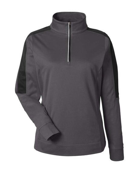 CORE365 Women's Market Snag Protect Mesh Colorblock Quarter-Zip Pullover. CE404W - Carbon/ Black