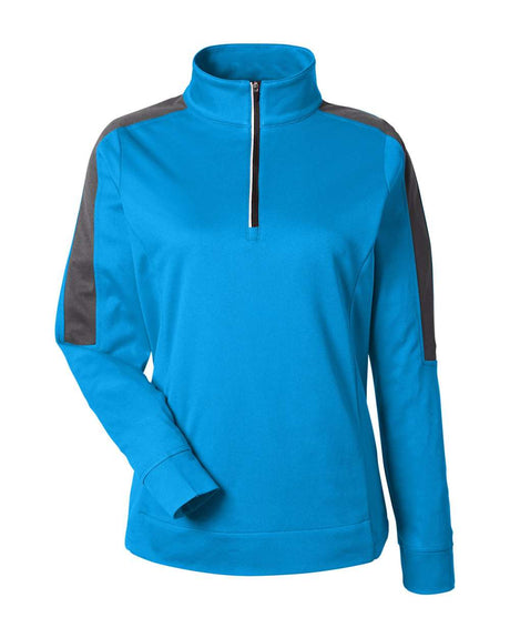 CORE365 Women's Market Snag Protect Mesh Colorblock Quarter-Zip Pullover. CE404W - Electric Blue/ Carbon