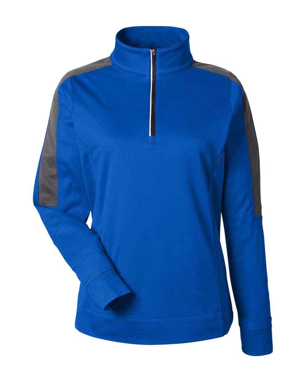 CORE365 Women's Market Snag Protect Mesh Colorblock Quarter-Zip Pullover. CE404W - True Royal/ Carbon