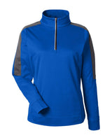 CORE365 Women's Market Snag Protect Mesh Colorblock Quarter-Zip Pullover. CE404W - True Royal/ Carbon