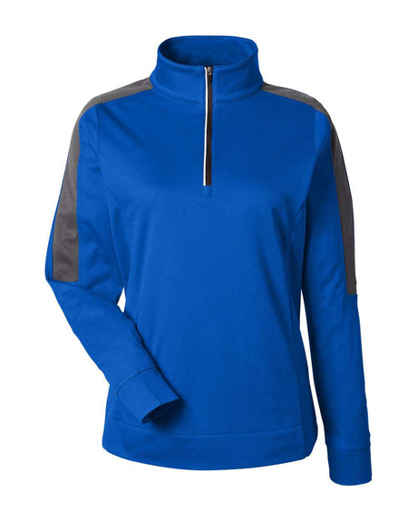 CORE365 Women's Market Snag Protect Mesh Colorblock Quarter-Zip Pullover. CE404W - True Royal/ Carbon